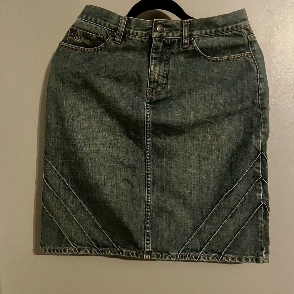 Vintage Nautica Denim Jean Skirt Made In Hong Kong With Pockets Women's Size 6